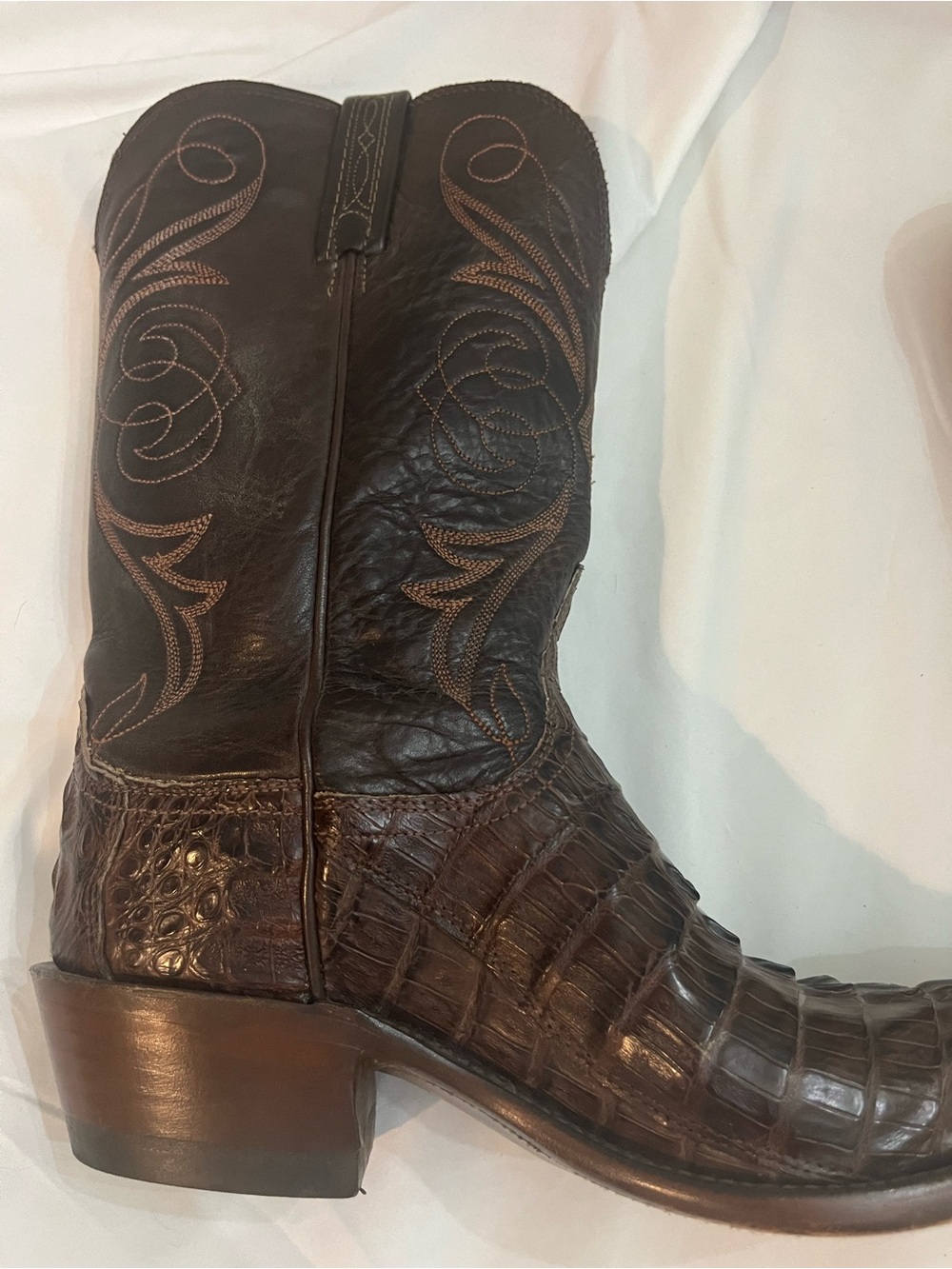 Lucchese Ultra Belly Caiman and Leather Women's 9.5 Western Cowboy Boots - Picture 10 of 13